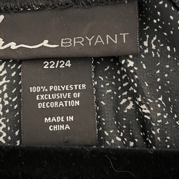 Lane Bryant 22 / 24 3X Tunic Sheer Zip Shoulders Black White Crosshatch Edgy - Picture 9 of 12